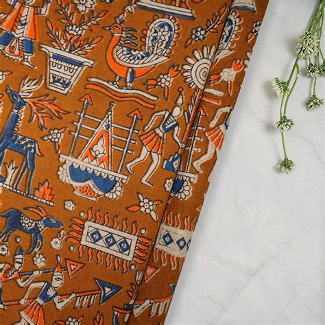Kalamkari Fabric - Buy Organic Kalamkari Printed Cotton Fabrics | FFAB