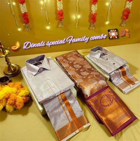 Family Combo - Tissue Saree with Father & Son's Matchng Dhoti Shirt ...