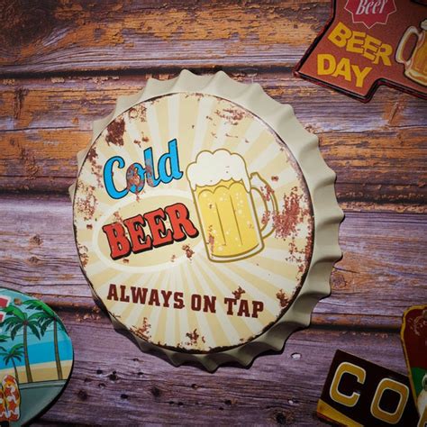 Bottle Caps wall decor sign - Cold Beer on Tap (14"x14")