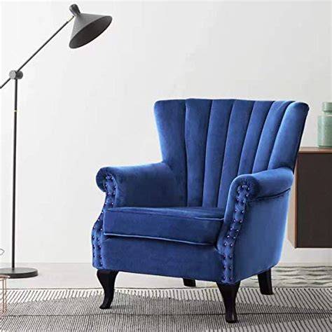 Furncasa Velvet Wing Lounge Chair in Blue Colour : Amazon.in: Home ...