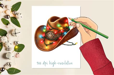 Christmas Cowboy Hat Clipart Bundle