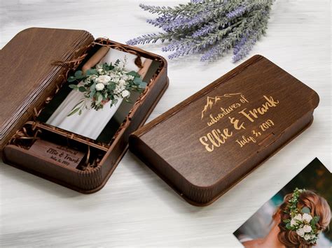 Wedding Photo Box Personalized Mountain Gift for Couple Wood | Etsy ...