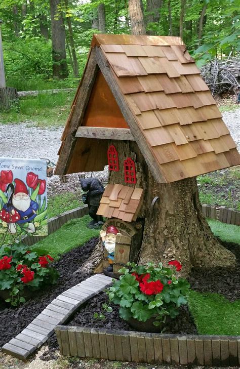 Gnome house from a tree stump.. Home Sweet Gnome. Fairy Tree Houses ...