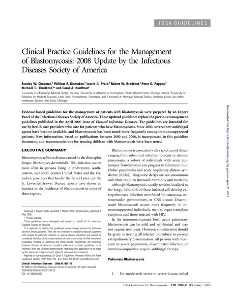 Diretriz para tratamento da blastomicose 2008 | PDF
