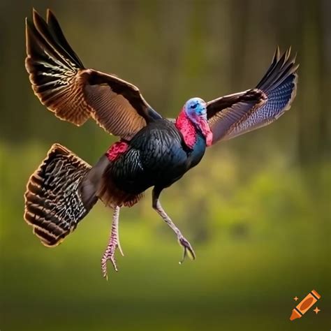 Photo of a flying wild turkey on Craiyon