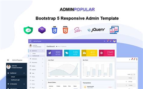 Bootstrap 5 адаптивный шаблон администратора - AdminPopular - Панель ...