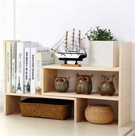 Buy Garwarm Desktop Organizer,Adjustable Natural Wood Office Storage ...