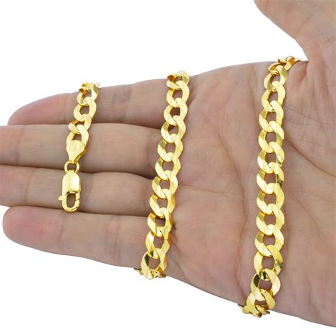14K Yellow Gold Solid 1.5mm-12mm Cuban Curb Chain Link Pendant Necklace ...