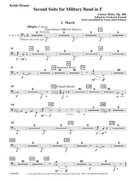 Second Suite in F - Timpani by Gustav Holst Sheet Music for Concert ...