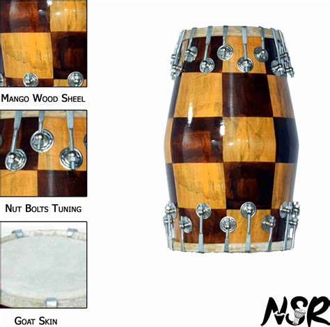 NSR Traders NSR Professional Dholak New Check Design 05 Nut & Bolts ...