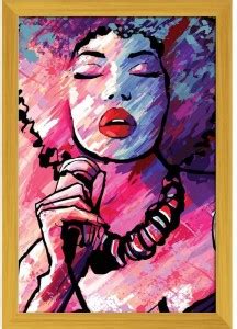 Jazz Singer With Microphone Paper Poster Golden Frame Paper Print ...
