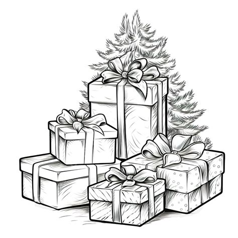 The Christmas Gift Line Art, Christmas Drawing, Christmas Gift Drawing ...