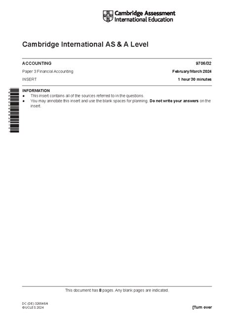 Cambridge International AS A Level Accounting 9706/32 Financial ...