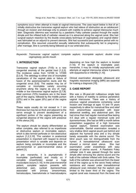 Innovative Use of Padded-Condom Penile Mould Post-vaginoplasty in Low Transverse Vaginal Septum ...
