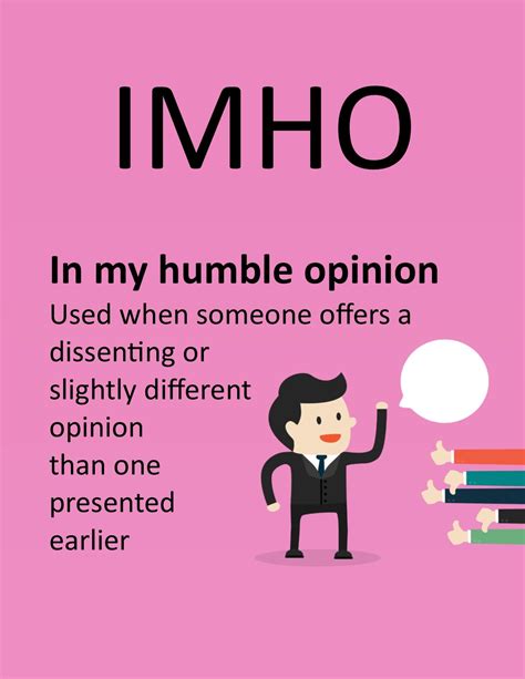 IMHO: This acronym means “in my humble opinion.”