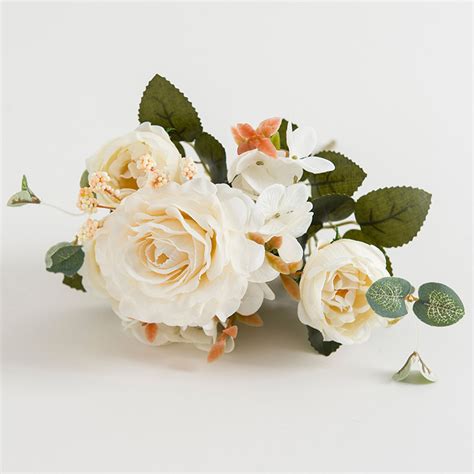 2 Packs Artificial Flowers Fake Peony Silk Hydrangea Bouquet Decor Faux ...