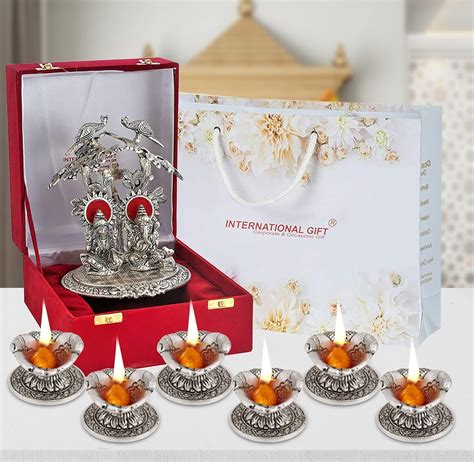 Buy INTERNATIONAL GIFT Silver Plated Laxmi Ganesh Tree God Idol Statue ...