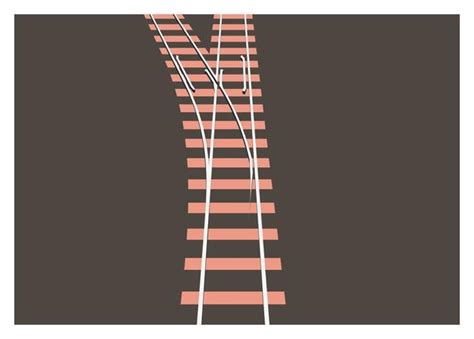 Rail switch in perspective view simple flat illustration | Premium Vector