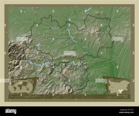 Haskovo, province of Bulgaria. Elevation map colored in wiki style with lakes and rivers ...