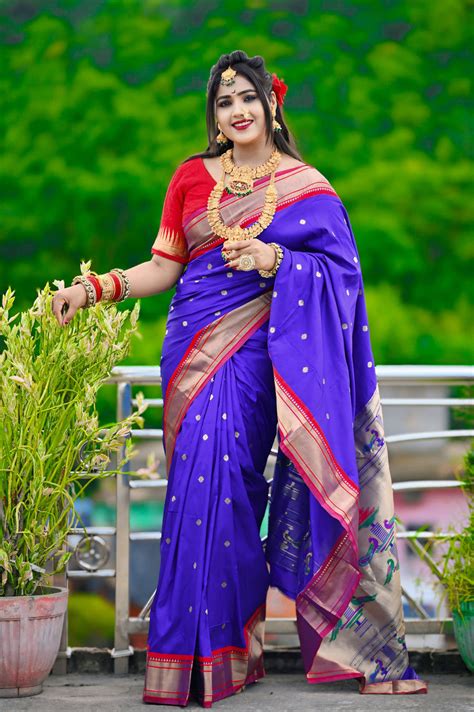 Blue Paithani Silk Saree With Zari Weaving Work | Bridal Wedding Wear ...