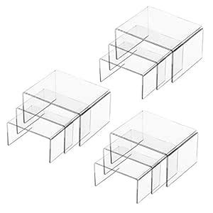 Set of 9 Pack Clear Acrylic Display Risers for Figures, Buffets ...