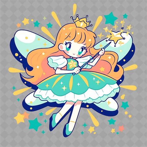 A cartoon image of a fairy with a magic wand and stars | Premium AI ...