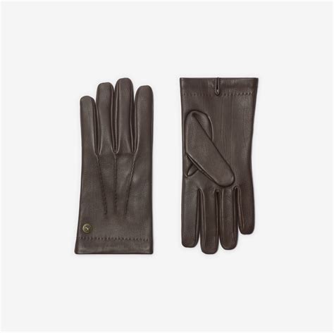 Leather Gloves in Dark bark brown - Men | Burberry® Official