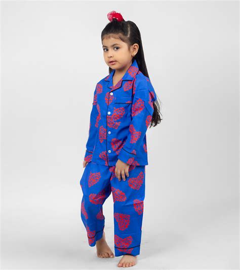 Love Art Blue Printed Girls Nightsuit Set - KOOCHI POOCHI – koochi Poochi