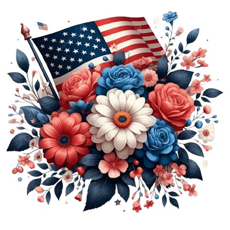 Bandera De Usa Y Flores Bandera De Los Estados Unidos Hecha Con Flores