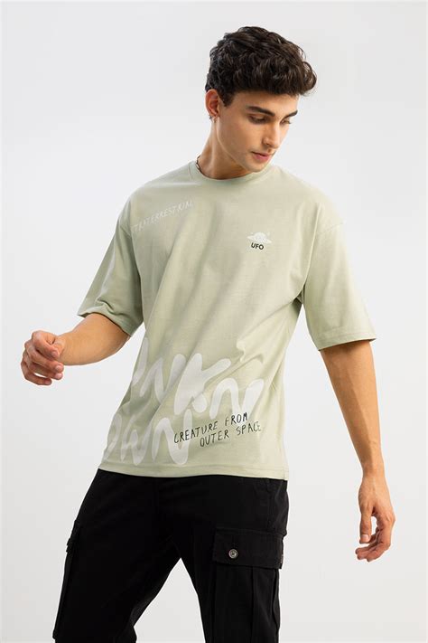 Buy Men's UFO Green Oversized T-Shirt Online | SNITCH