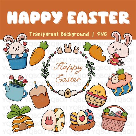 Happy Easter Clipart | Kawaii Easter PNG | Cute Easter Clip Art ...