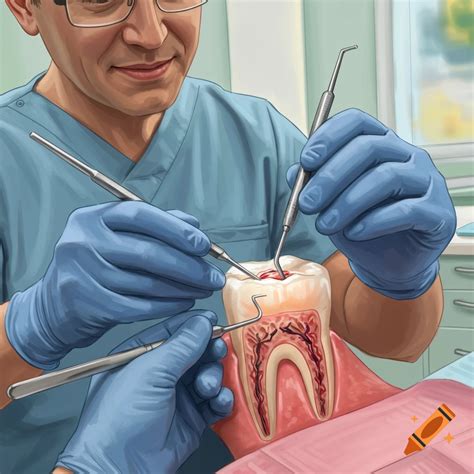 Root canal procedure at dentist on Craiyon
