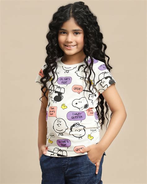 Peanuts Printed Regular Fit Tshirt For Girls – Kidsville