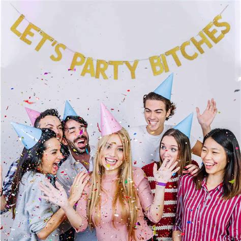 Lets Party Bitches Golden Glittery Letter Banner - 1PC – Wanna Party
