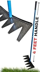 RedBuild Heavy Duty 6-Tine Garden Rake with 4 Foot Handle ...