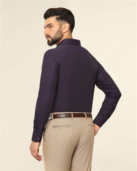 Formal Purple Textured Shirt - Setal