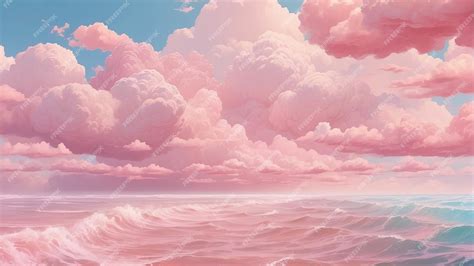 Premium Photo | Pink Clouds on a Blue Sky Dawn Hues Baby Pink Soft ...