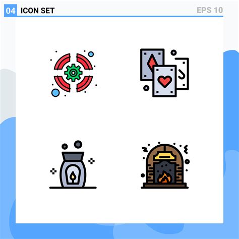 Filledline Flat Color Pack of 4 Universal Symbols of lifebuoy fire ...