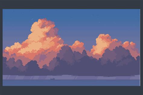 Ocean and Clouds Free Pixel Art Backgrounds - CraftPix.net