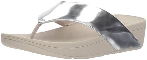 FitFlop Women's Swoop Toe-Thong Sandals, Silver Mirror, 10 M US ...