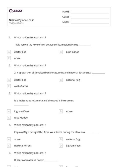 50+ National Symbols worksheets for 6th Class on Quizizz | Free & Printable