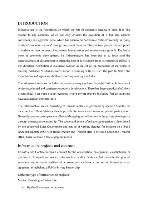 F1 - useful - INTRODUCTION Infrastructure is the foundation on which ...