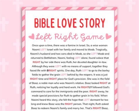 Bible Story Left Right Game Church Valentine Game Gift Exchange Game Pass the Prize Kids Sunday ...