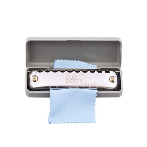 Blueberry R-1005 (10 Holes Diatonic Blues Harp Key C- R-1005, Chrome ...