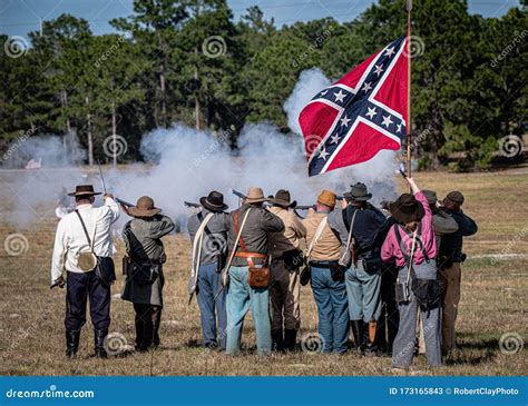 Confederate Flag at Civil War Reenactment Editorial Stock Photo - Image ...