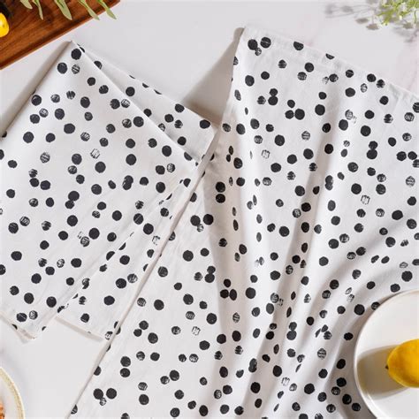 Black Polka Dots Cotton Towel Set Of 2 Online - Premium Table Napkin ...