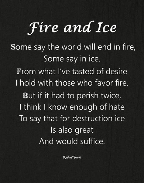 Fire and Ice Robert Frost Poem Art Print 11"x14", Poetry Wall Decor ...
