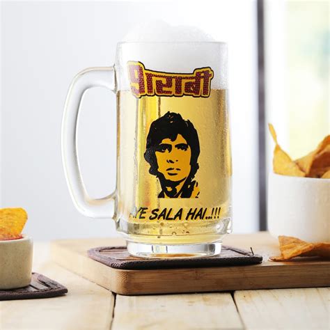 Buy EK DO DHAI Glass Sharabi Print Beer Mug - 350ml from Ek Do Dhai at ...