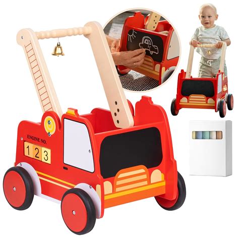Amazon.com : Wooden Baby Walker with Wheels - Baby Walkers for Boys ...