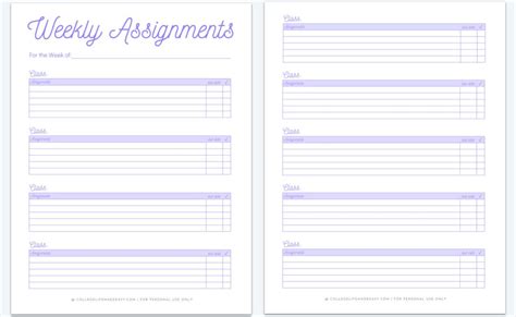 Image result for Free Printable Student Homework Planner